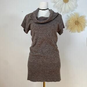Vintage B Wear Womens Y2K Brown Sweater Dress Size M Cowl Neck Preppy Grunge 90s